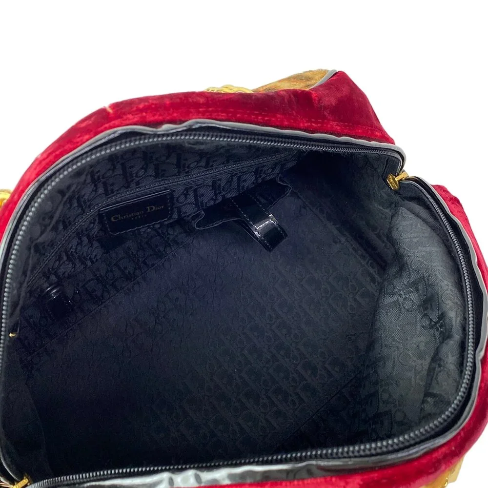 Christian Dior Gambler Handbag Beige Bordeaux Black Unborn Calf Velour Patent